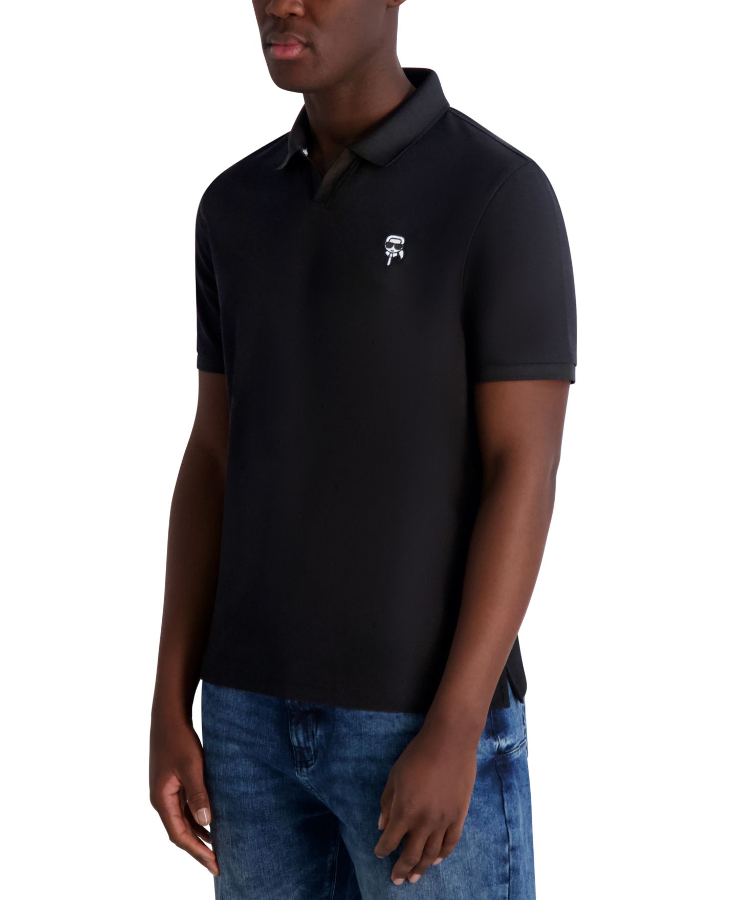 Мужское поло KARL LAGERFELD PARIS Regular-Fit Karl Head Piqué Polo Shirt, цвет: Чёрный — фото 2
