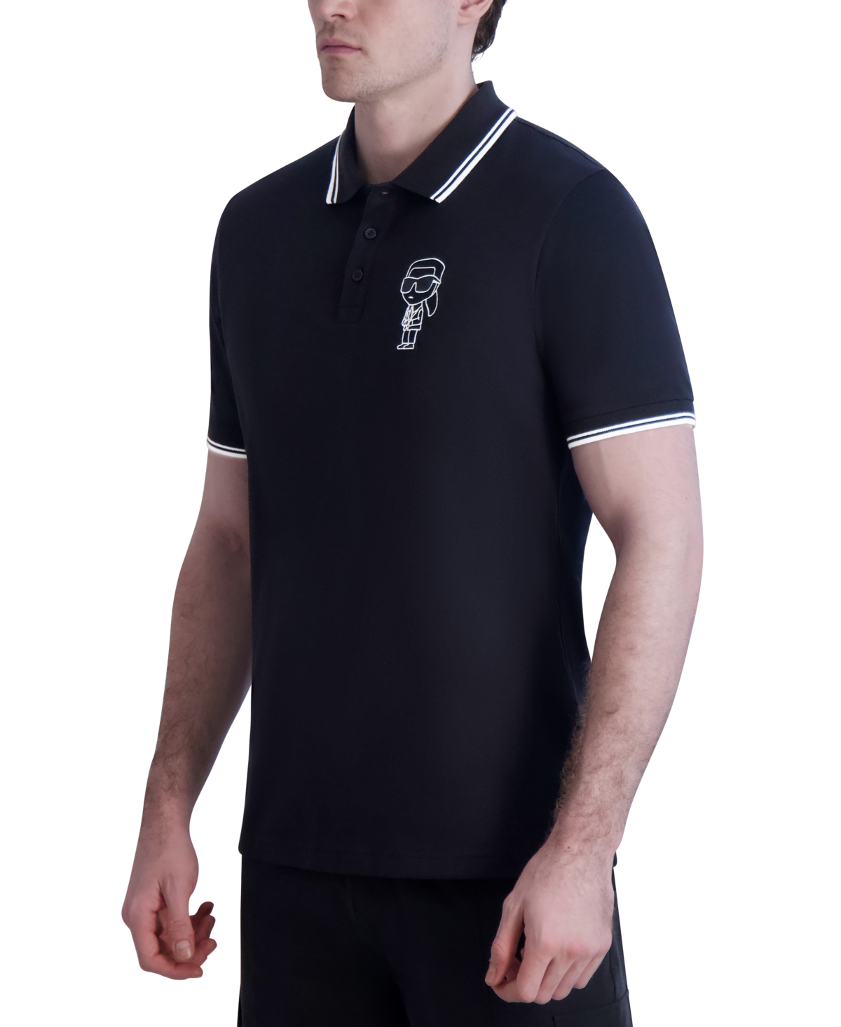 Karl Lagerfeld Men's Karl Caricature Polo Shirt In Black
