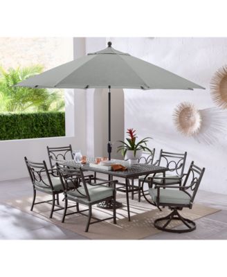 Wythburn Outdoor Dining 7pc Set (72"x 38" Table & 4 Scroll Dining Chairs & 2 Scroll Swivel Chairs)