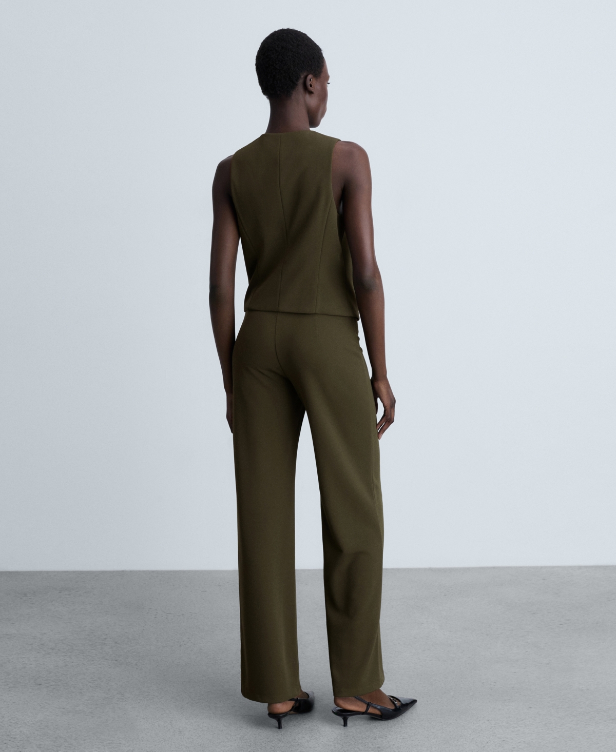 Mango Straight Leg Pants In Khaki