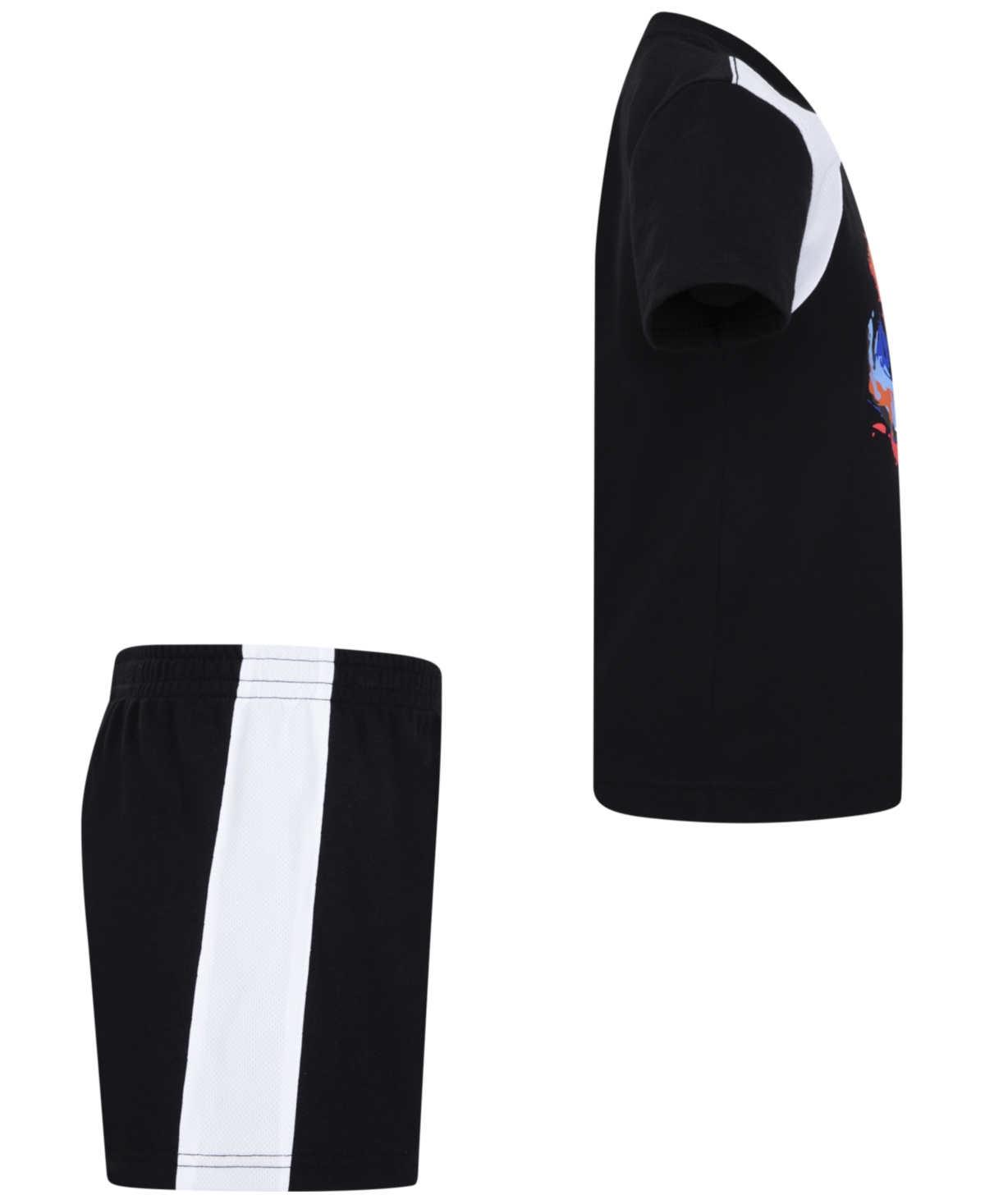 Shop Jordan Little Boys 2-piece Ball Fire Mixed Shorts And T-shirt Set In Black
