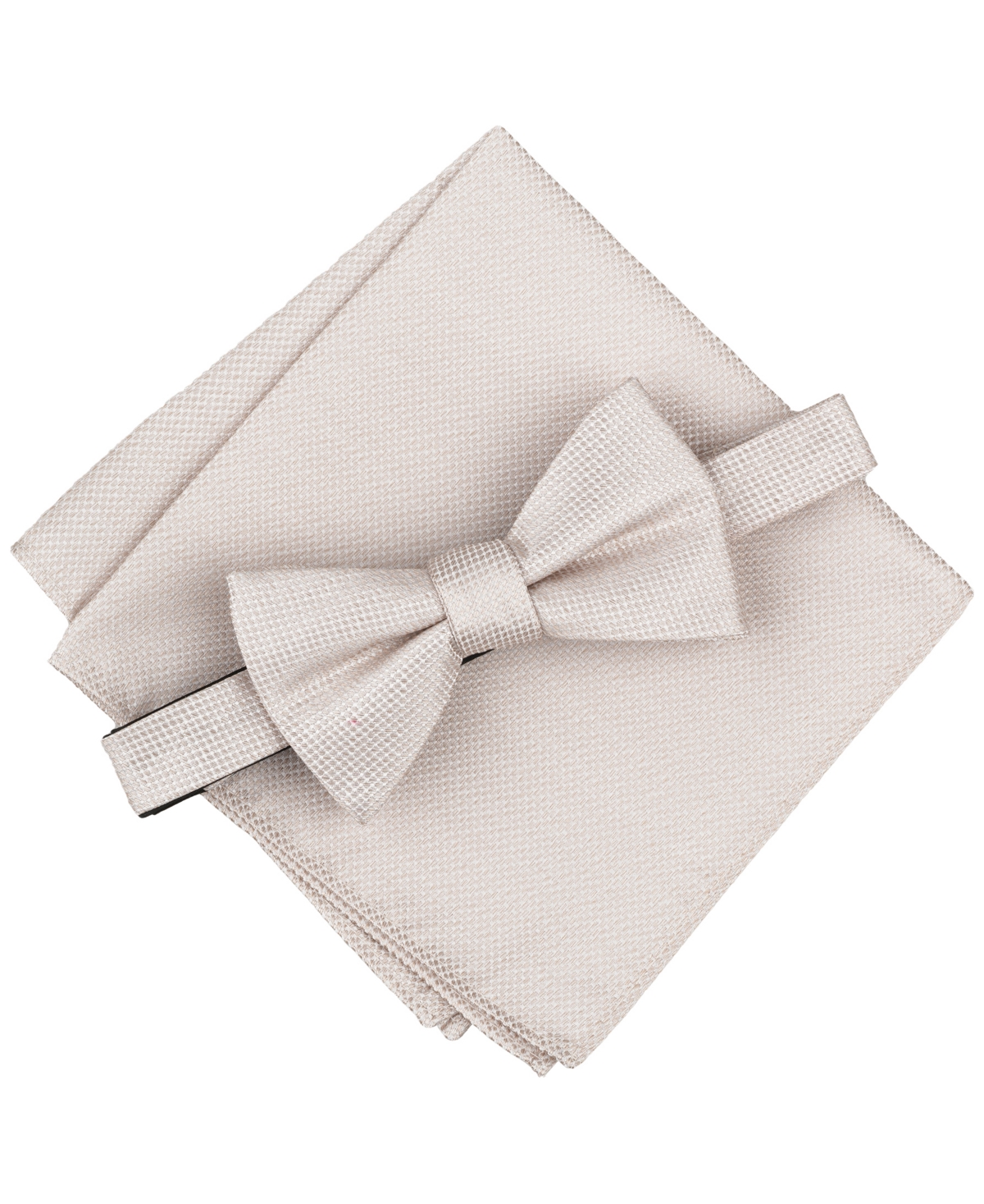 Alfani Men's Solid Bow Tie & Pocket Square Set, Exclusively At Macy's In Taupe