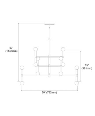 15" Metal Ava 12 Light Chandelier