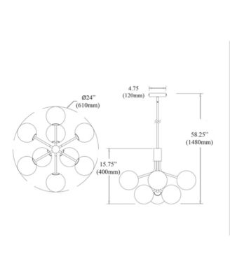 15.75" Metal Amanda 9 Light Chandelier
