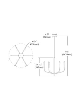 23.50" Metal Eleanor 6 Light Chandelier