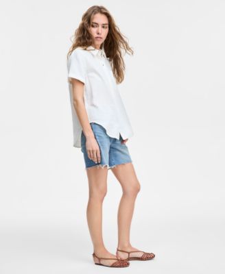 501® Mid-Thigh High Rise Straight Fit Denim Shorts
