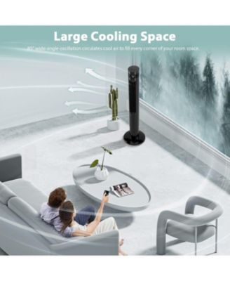 43 inch Tower Fan Portable Electric Oscillating Fan Quiet Remote Control Bladeless Floor Fan 3-Speed Wind Mode 12H Timer Bedroom Office