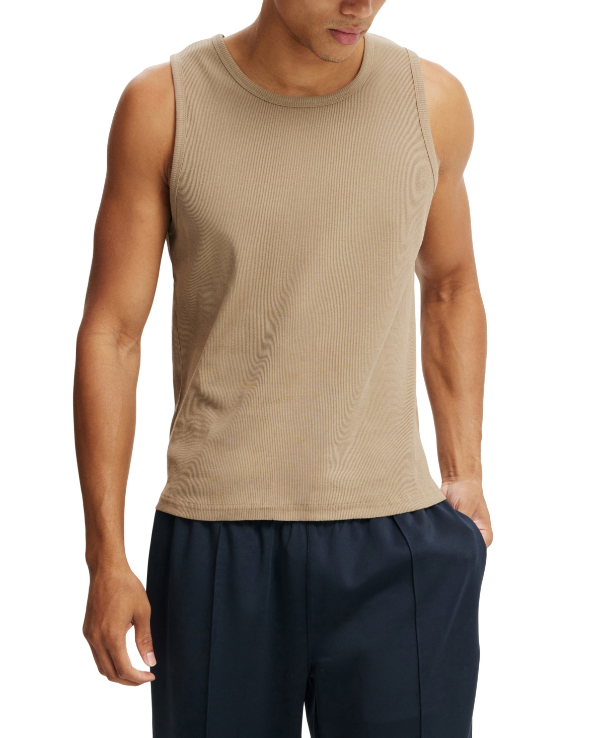 Shop Cotton On Men's Rib Tank Top In Coffee