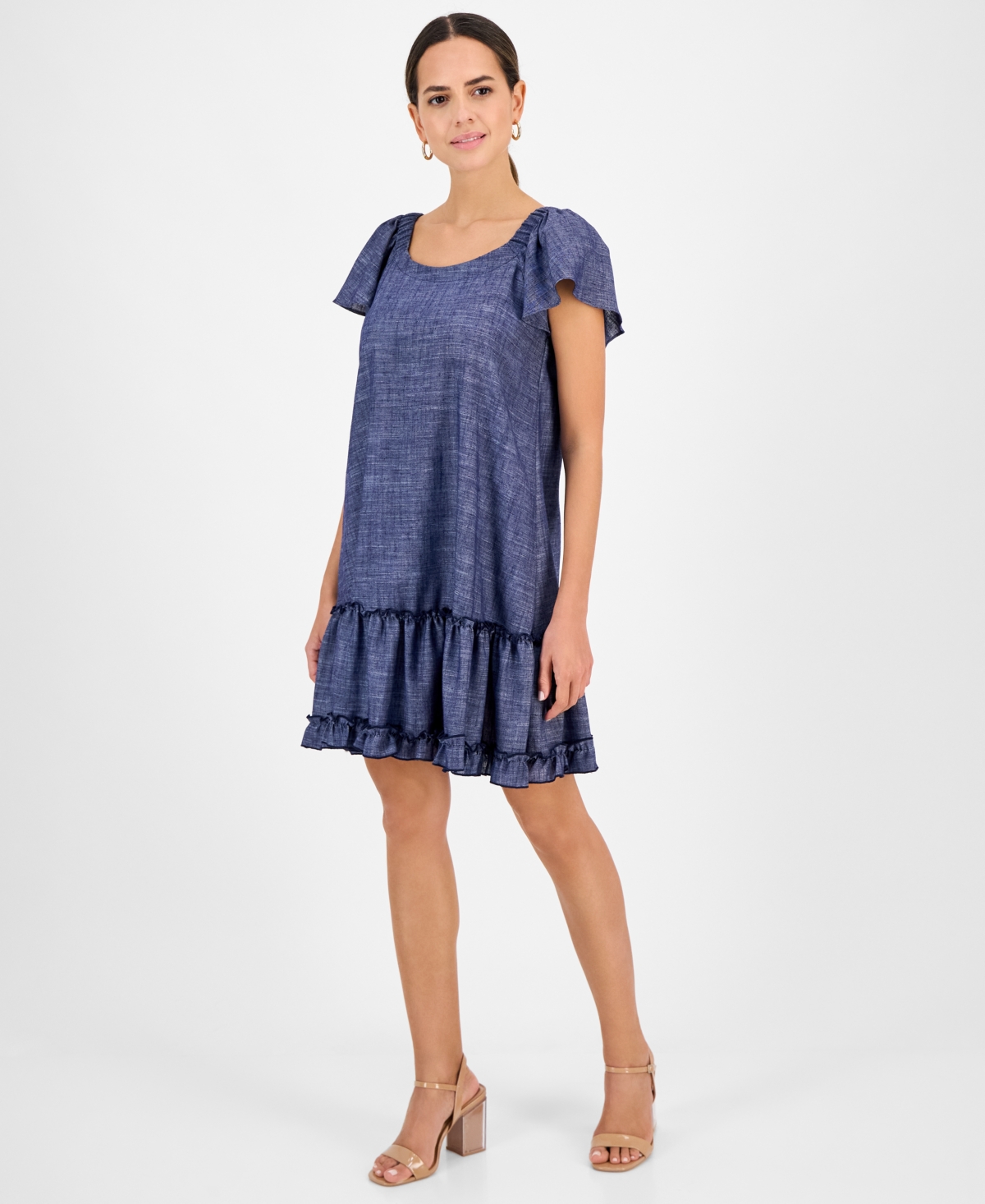 Robbie Bee Women's Square-neck Short-sleeve Shift Dress
