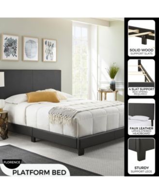 Florence Leatherette Upholstered Platform Bed Frame with Adjustable Headboard - Boyd Sleep