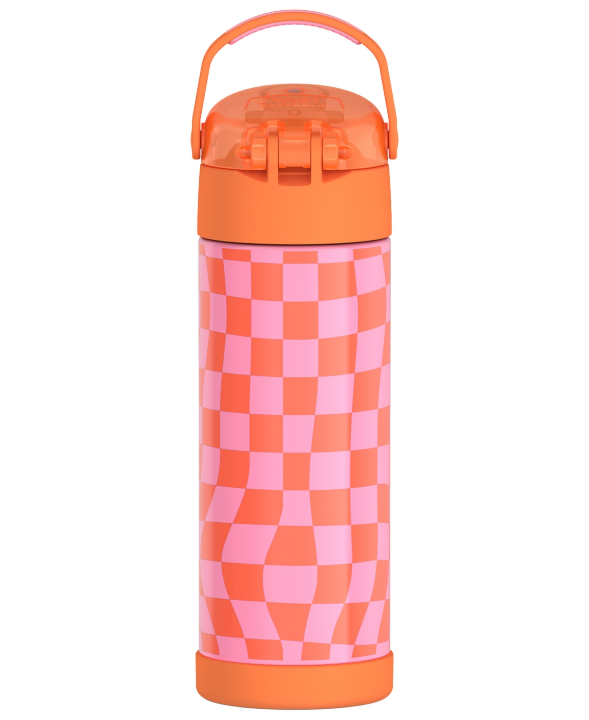 Thermos Funtainer 16 Oz. Water Bottle With Locking Lid In Wavy Checkers Orange