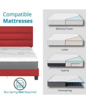 Piedmont Leatherette Upholstered Platform Bed Frame with Adjustable Headboard - No Box Spring Required