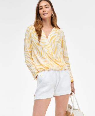 I.N.C. International Concepts - Women's Printed Surplice Blouse, Exclusively at Macy's