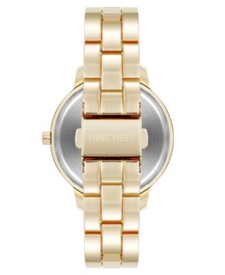 Women's Quartz Gold-Tone Metal Alloy Delicate Floral Dial Watch, 36mm