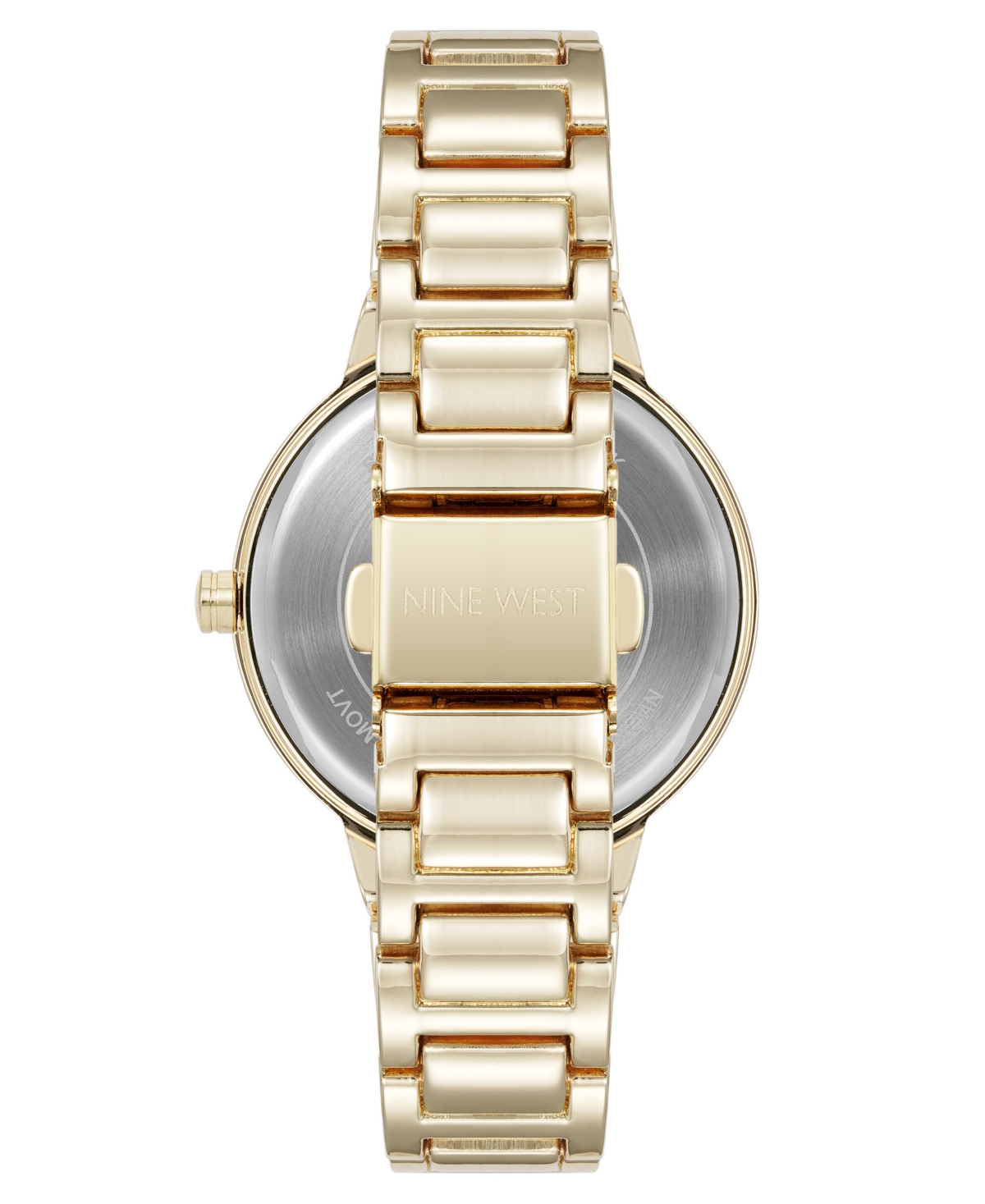 Nine West Women's Quartz Tan And Gold-tone Metal Alloy Bracelet Watch, 34mm In Tan,gold-tone