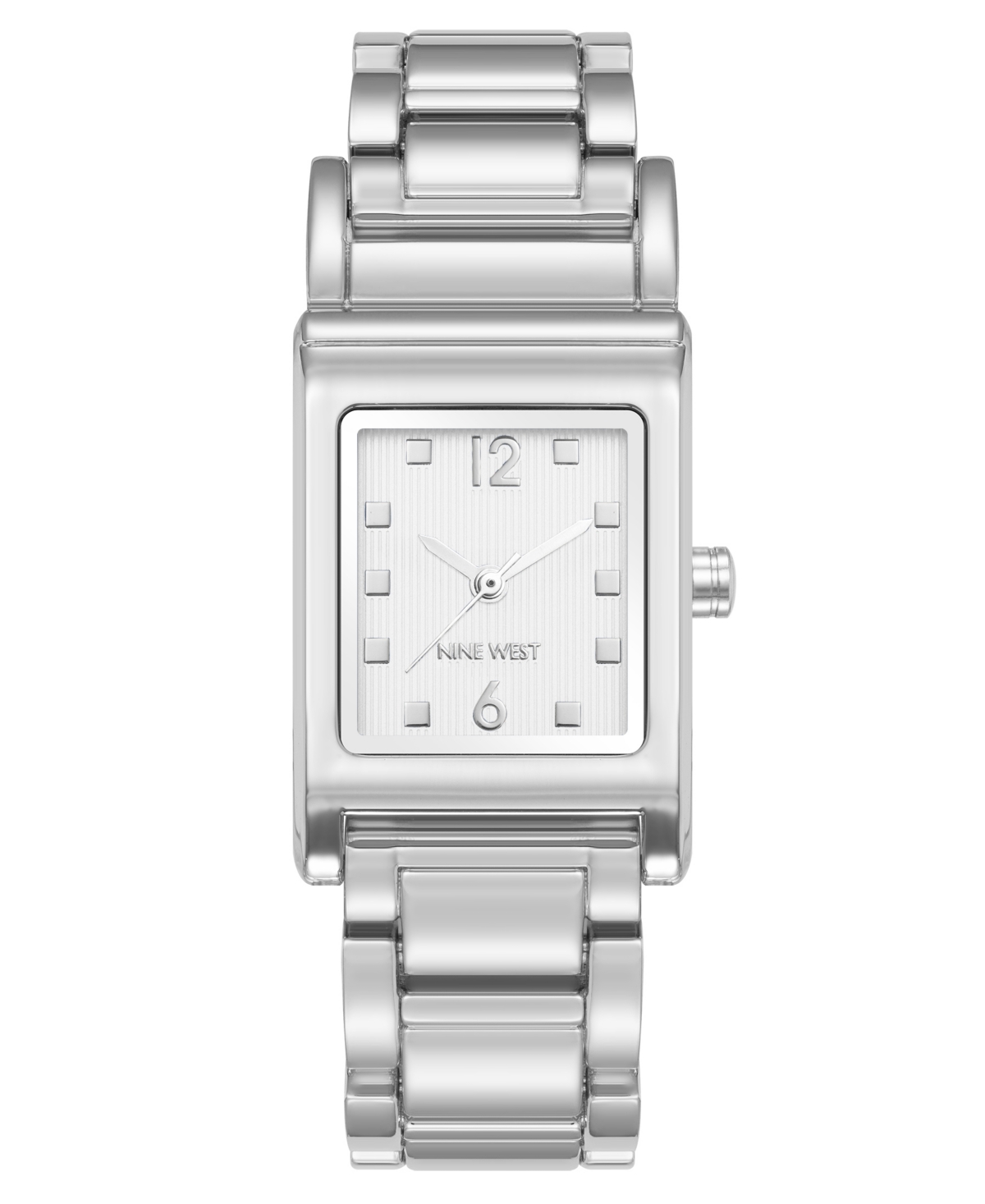 Women's Quartz Everyday Rectangular White and Silver-Tone Metal Alloy Watch, 22mm - Silver-Tone