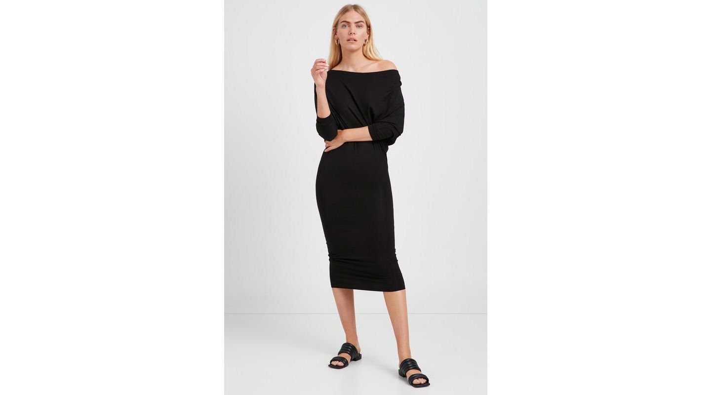 Женское платье Marcella Julia Off-Shoulder Batwing-Sleeve Jersey Midi, цвет: Чёрный — фото 6