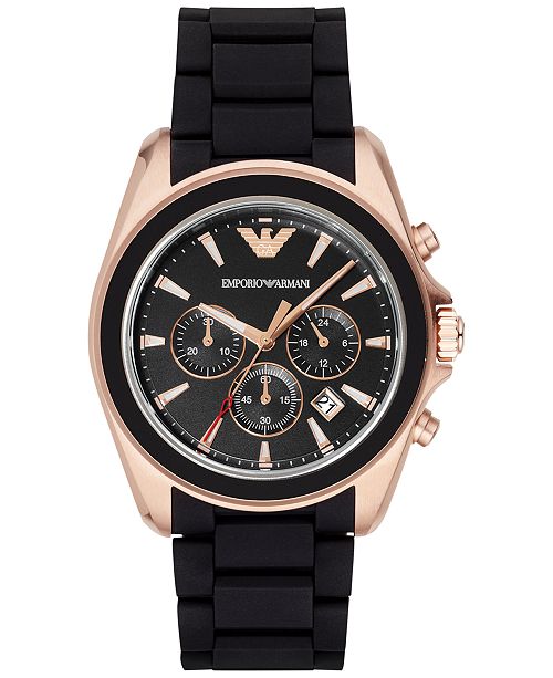 Emporio Armani Men S Chronograph Black Rubber Strap Watch