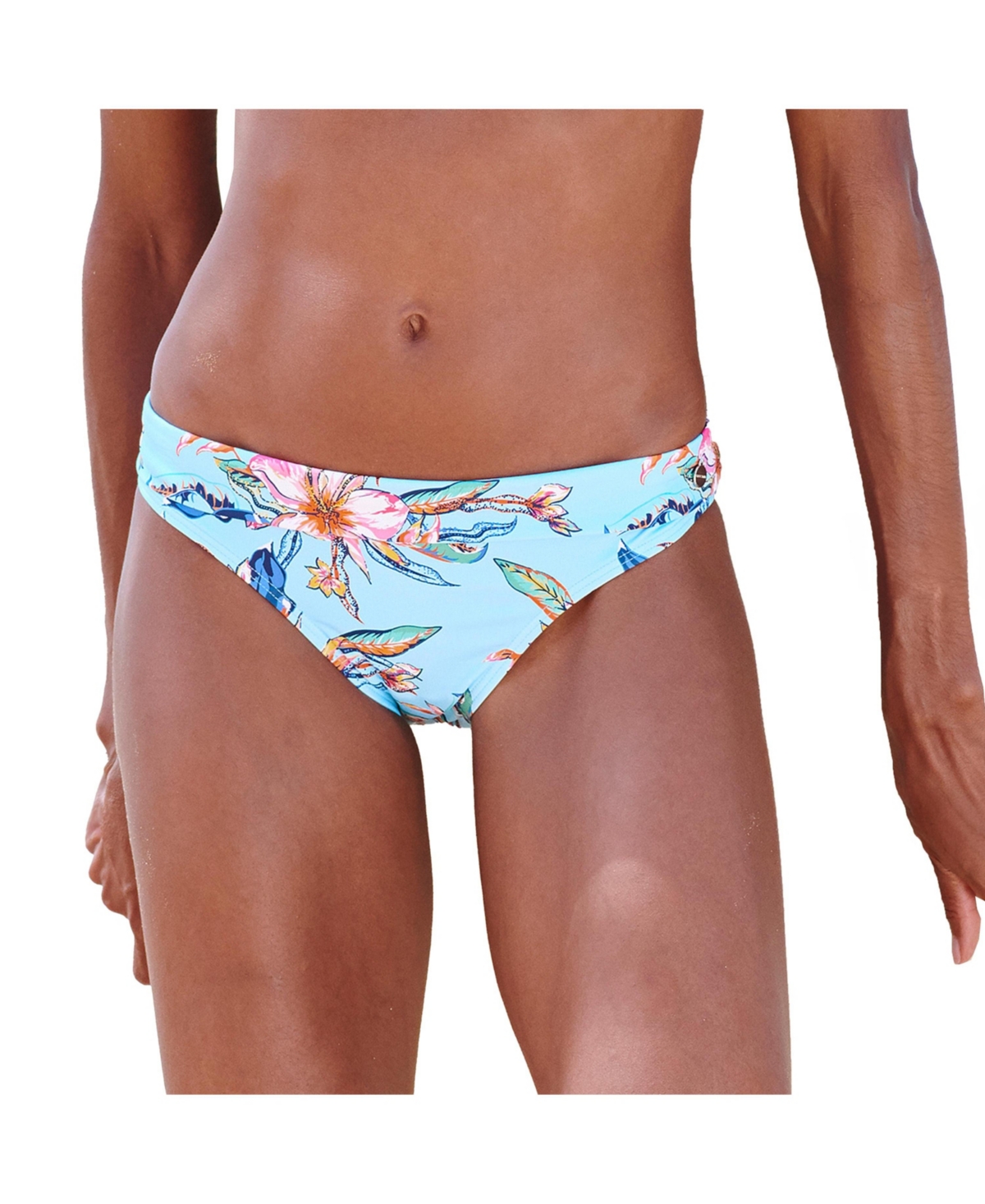 Women's Fold Over Classic Bikini Swimsuit Bottom - Light blue printed