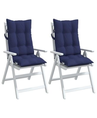 Highback Chair Cushions 2 pcs Navy Blue Oxford Fabric