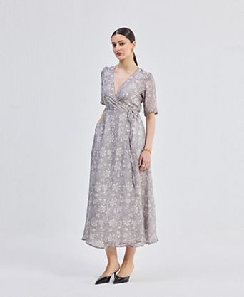 Women's Maxi Wrap Floral dress in Vintage Vines