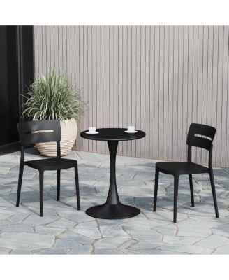 Outdoor Modern Stackable Plastic Patio Dining Chairs (Set of 2)