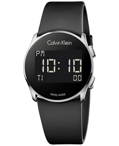 Calvin Klein Women's Swiss Digital Future Black Rubber Strap Watch 39mm K5B23TD1