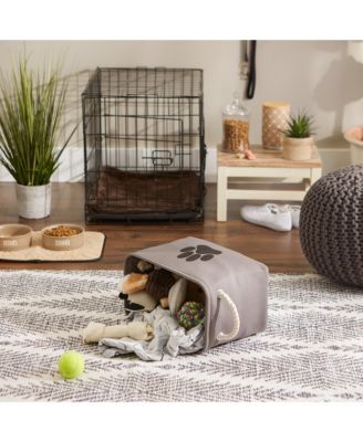 Collapsible Pet Storage Bin with Rope Handles Solid Paw Print