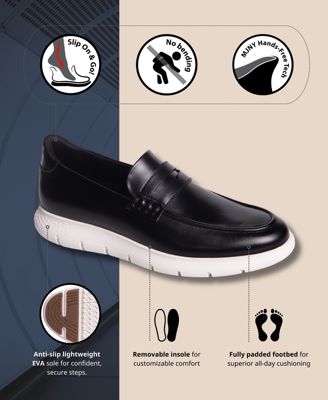 Men's Douglas Street Hands-Free Slip On Technology Lightweight Leather Penny Loafers