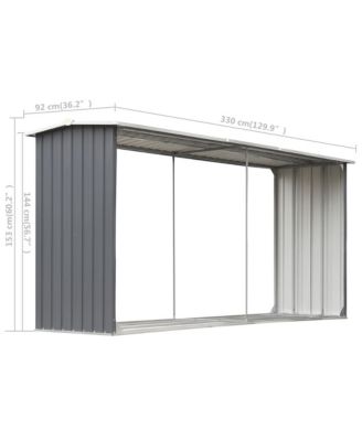 Garden Log Storage Shed Galvanized Steel 129.9"x36.2"x60.2" Gray