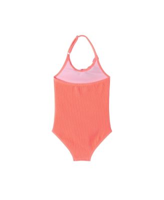 Toddler/Child Girls Orange Textured Halter Swimsuit