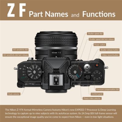 Z f Mirrorless Camera, Bundle with Memory Card, EN-EL15c Lithium-Ion Battery and Smart Charger