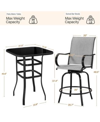 2pcs Quick-dry Patio Swivel Texteline Bistro Chairs