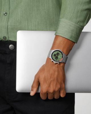 Simon Stainless Steel Chronograph Silver Tone & Black and Green Men's Watch 1322CSIS