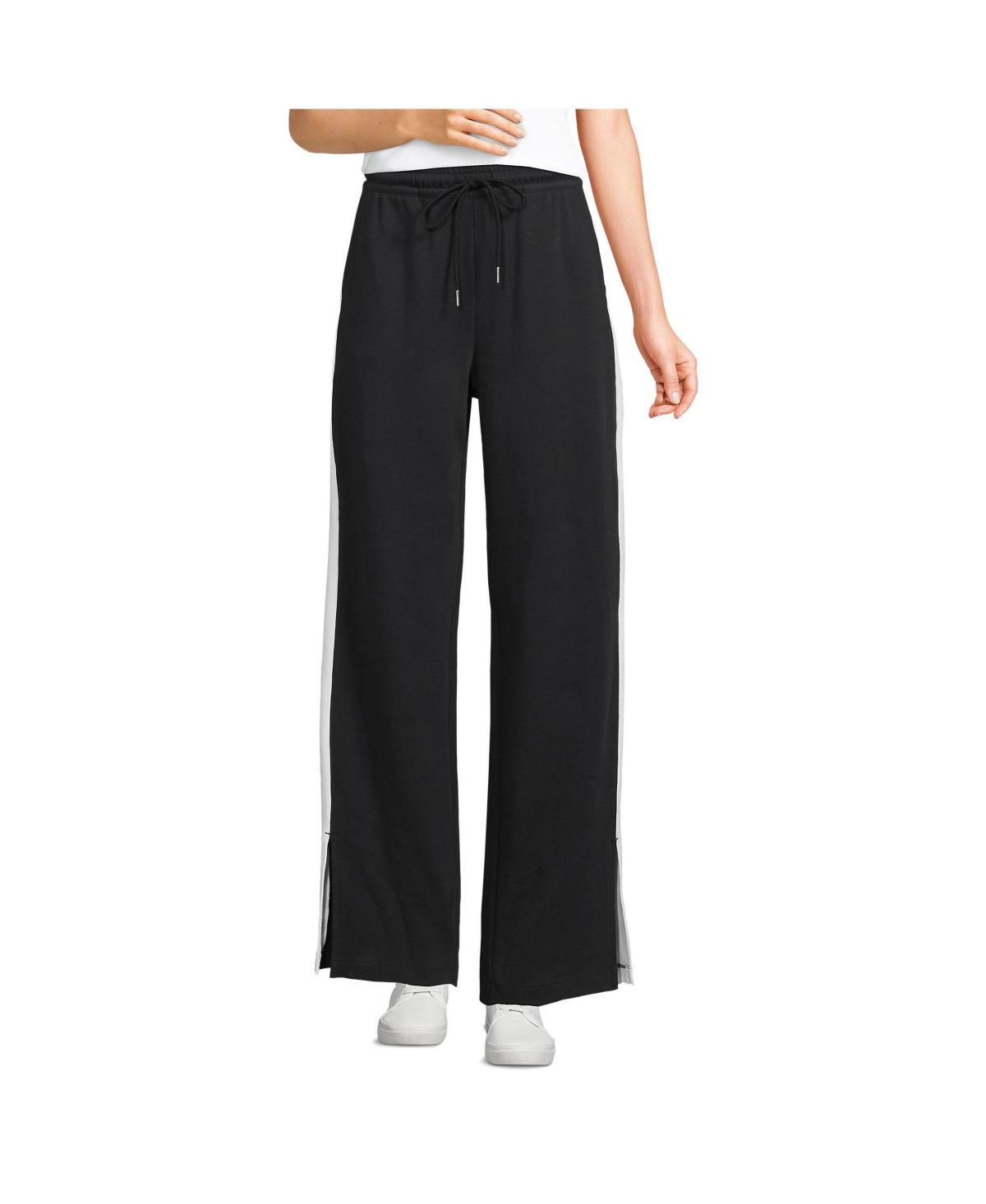 Women's Sport Knit High Rise Relaxed Straight Leg Side Stripe Pants - Radiant navy/berry rouge