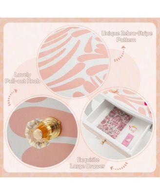 2-in-1 Kids Vanity Table Set with Tri-folding Mirror