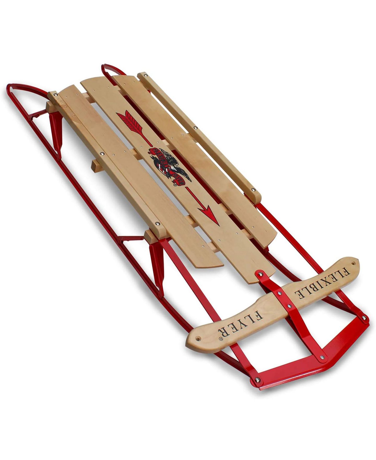 Детская игрушка Flexible Flyer Metal Runner Steel & Wood 48" Long Sled with Steering Bar, Seats One Adult or Two Children, Ages 5+ — фото 1