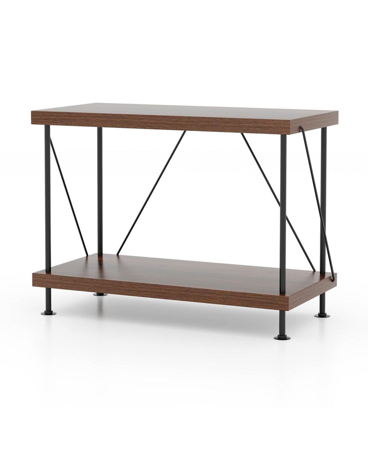 2-Tier Multipurpose Display Rack with Metal Frame - Brown
