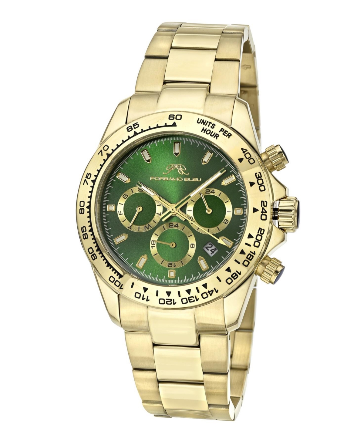 Preston Stainless Steel Gold Tone & Green Men's Watch 1035BPRS - Gold and green