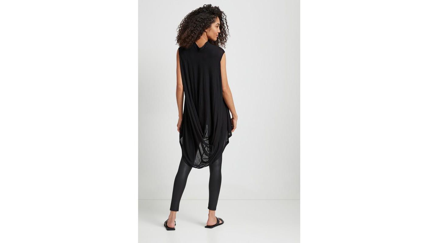 Женский топ Marcella Ines Sleeveless High-Neck Sheer Jersey Draped-Back Tunic, цвет: Чёрный — фото 3