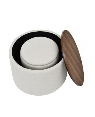  2-in-1 Chenille Ottoman with Stool and Storage