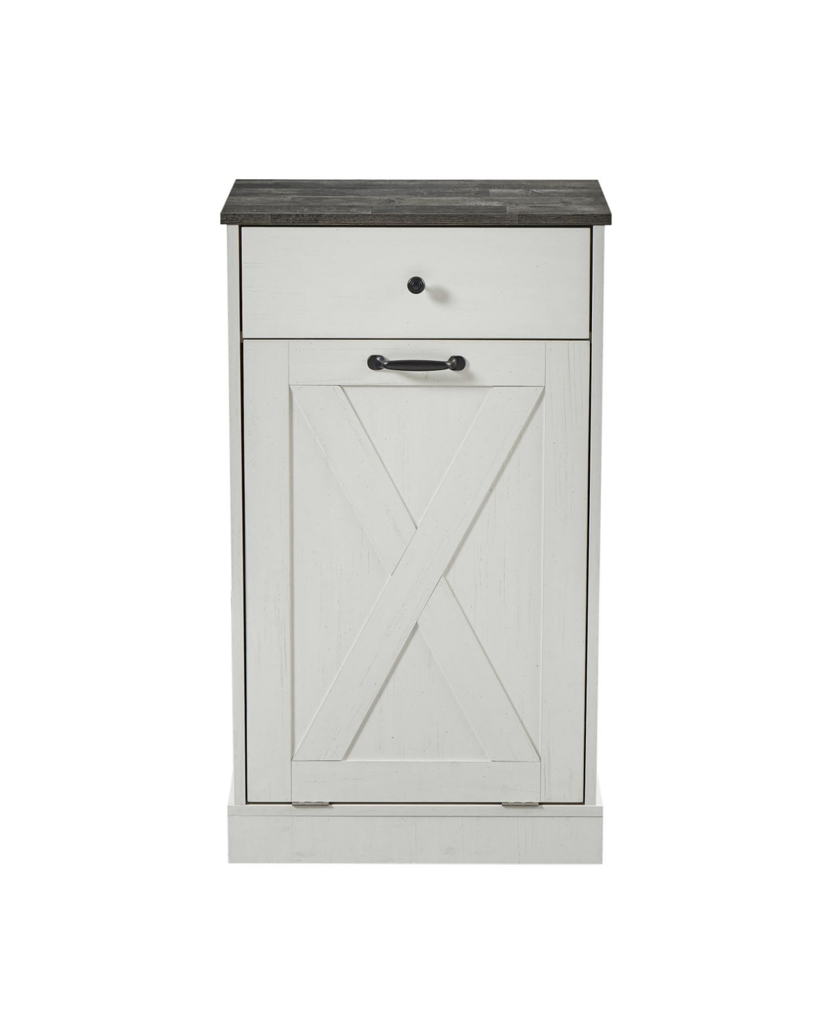Single Door Trash Cabinet Tilt Trash Cabinet Kitchen Trash Can - Splice Wood White - White