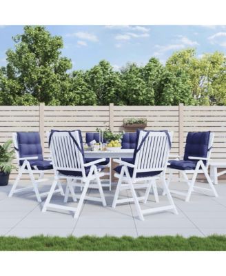 Lowback Chair Cushions 6 pcs Navy Blue Oxford Fabric