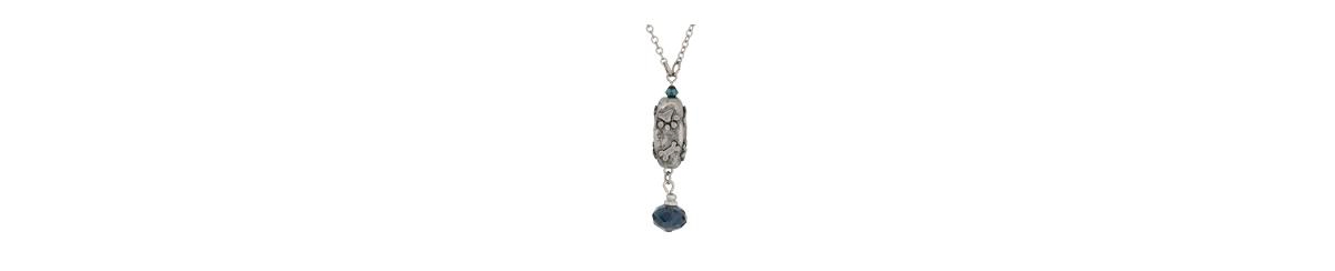2028 Blue Glass Paw And Bone Pendant Necklace In Blue