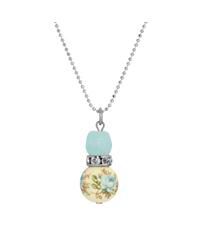 Silver-Tone Blue Rose Bead Drop Necklace