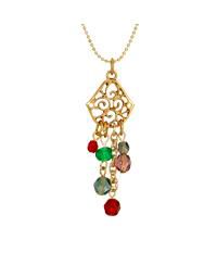 Gold-Tone Colored Glass Beads Necklace