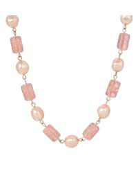 Cracked Glass Faux Cultivated Pearl Bead Necklace