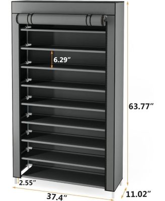 10 Tier Shoes Rack with Cover,50 Pair Large Shoe Stand, Non-Woven Shoe Storage Cabinet