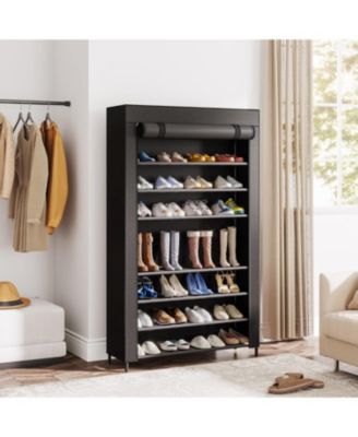 10 Tier Shoes Rack with Cover,50 Pair Large Shoe Stand, Non-Woven Shoe Storage Cabinet