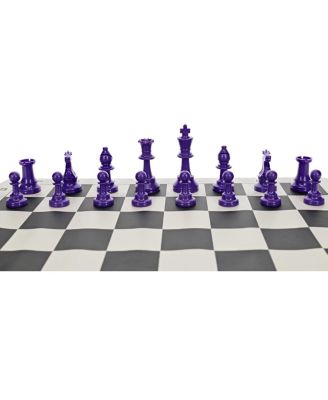 Color Bright Plastic Staunton Tournament Chess Pieces with 3.75 in. King - Half Chess Set of Chess Pieces Only, Purple